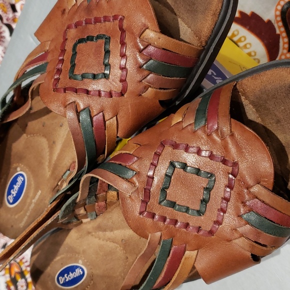 Dr.Scholl's Brown/multi Leather Aztec Huarache strappy Sandal SZ.8.5 - Picture 7 of 9